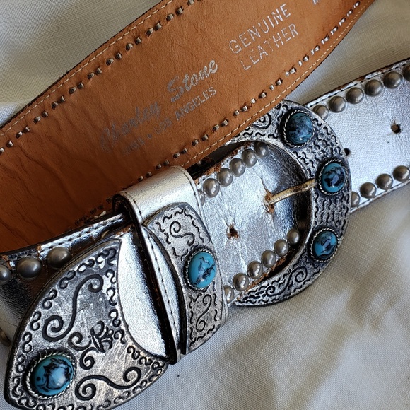 Vintage silver turquoise studded moon belt - Picture 3 of 8